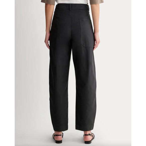 Everlane Fatigue Barrel Pants Linen Cotton Black Sz 4 High Rise Adjustable Waist - Picture 5 of 9